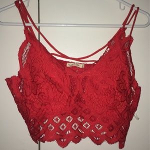 Red lace Bralette Size L Adjustable Straps New without Tags Valentines Day Top